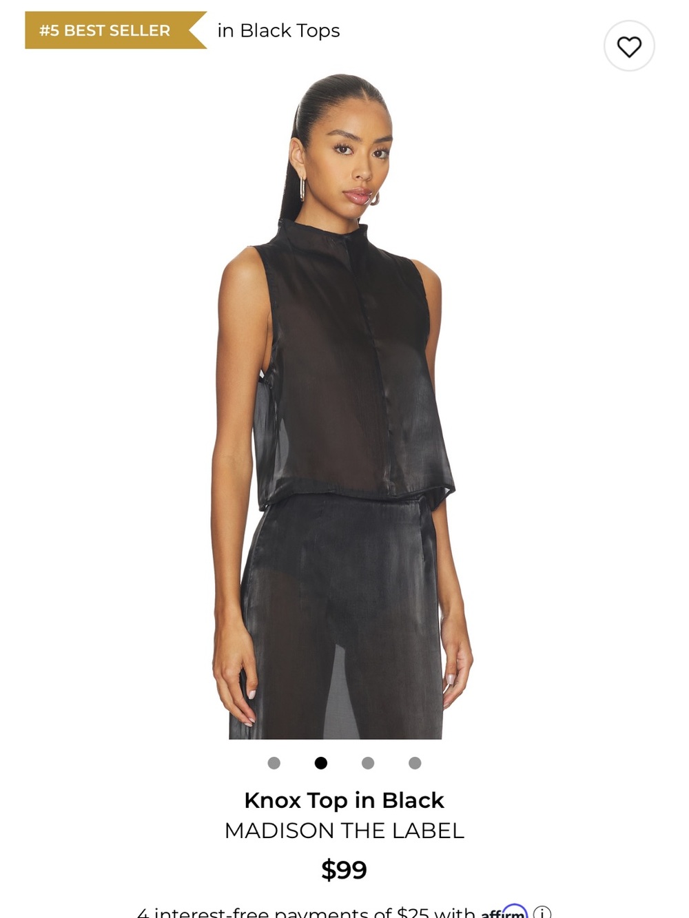 Madison Knox Sleeveless Blouse in Black